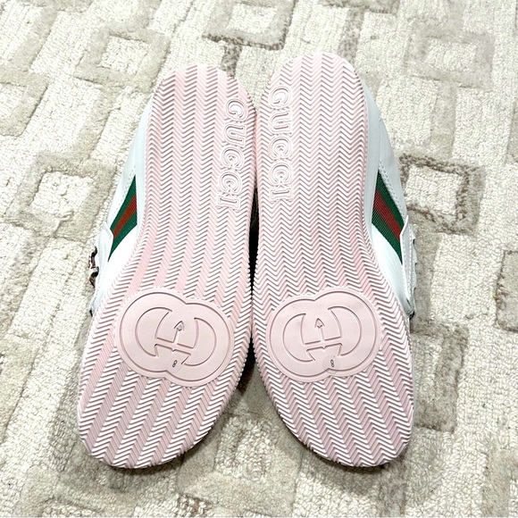 NIB Authentic Gucci Calfskin Leather Sneakers White 38 - Picture 4 of 10